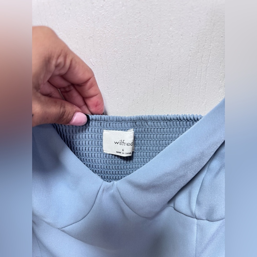 Aritzia Blue Satin Puff-Sleeve Mini Dress - Picture 7 of 9